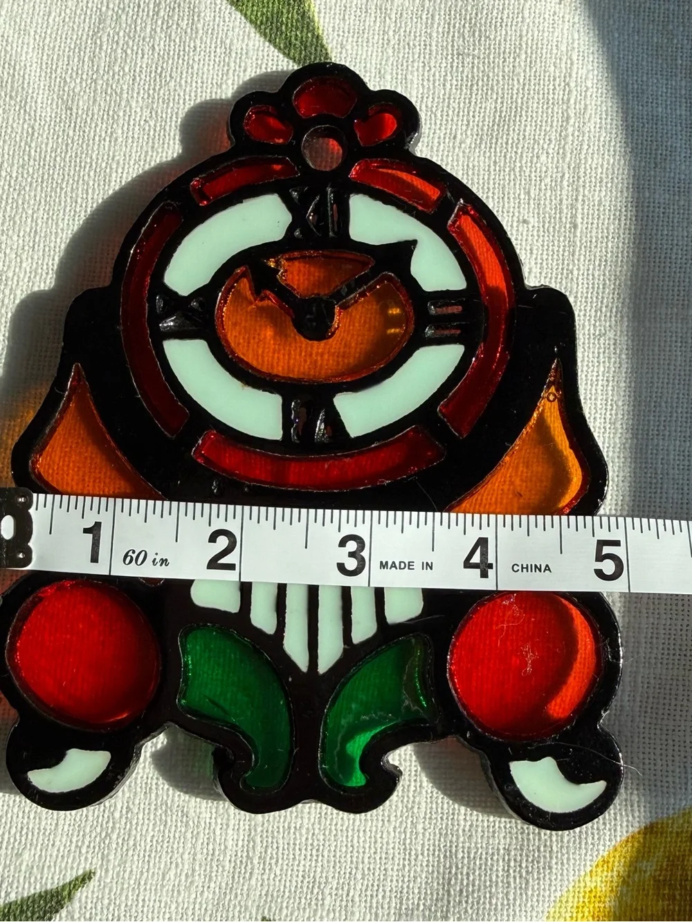 Vintage Cast Iron Stained Glass Clock Trivet Retro Kitchen Decor